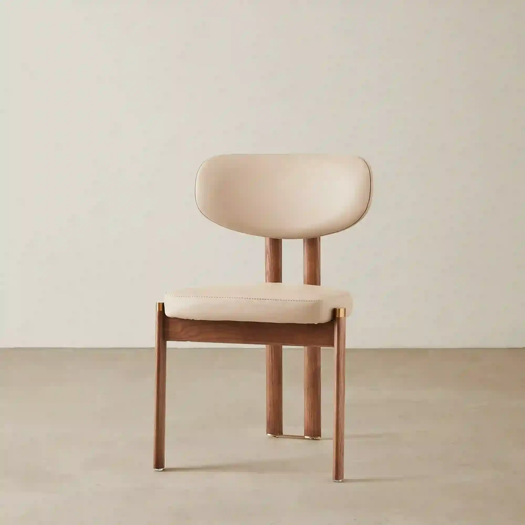 Portobello Sand Beige Vegan Leather Dining Chair - Toffee Brown Ash Legs