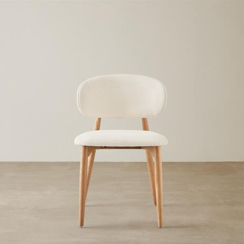 Seville Chantilly White Fabric Dining Chair - Light Brown Ash Legs	