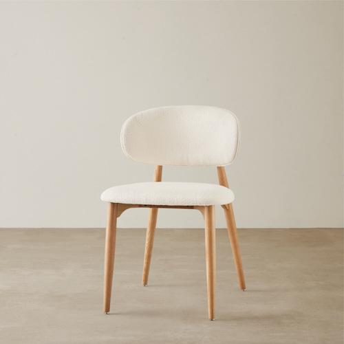 Seville Chantilly White Fabric Dining Chair - Light Brown Ash Legs	