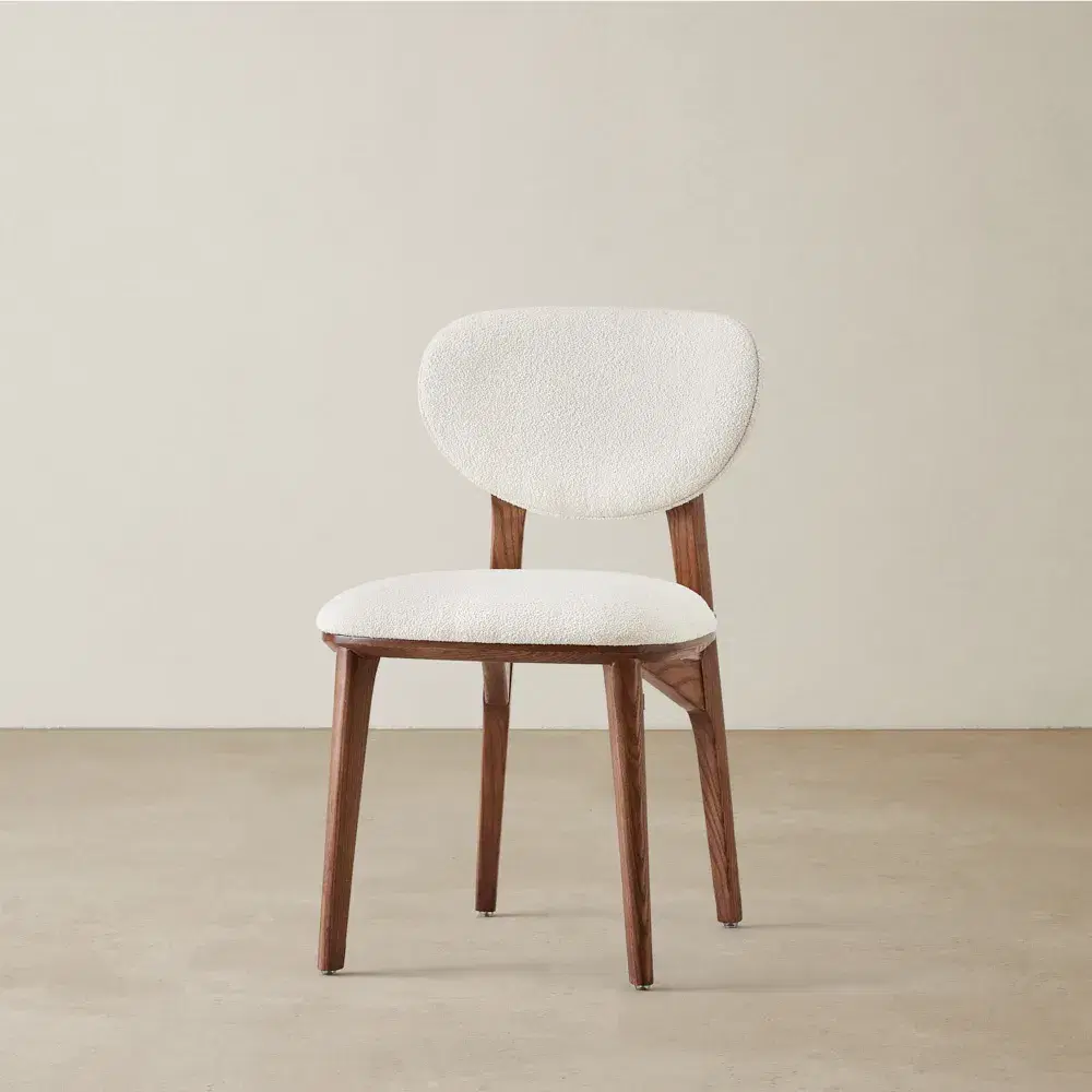 Conrad Chantilly White Fabric Dining Chair - Toffee Brown Ash Legs