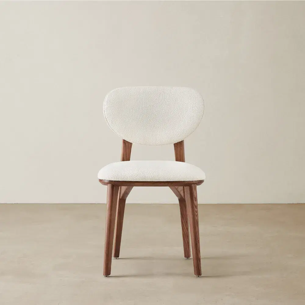 Conrad Chantilly White Fabric Dining Chair - Toffee Brown Ash Legs