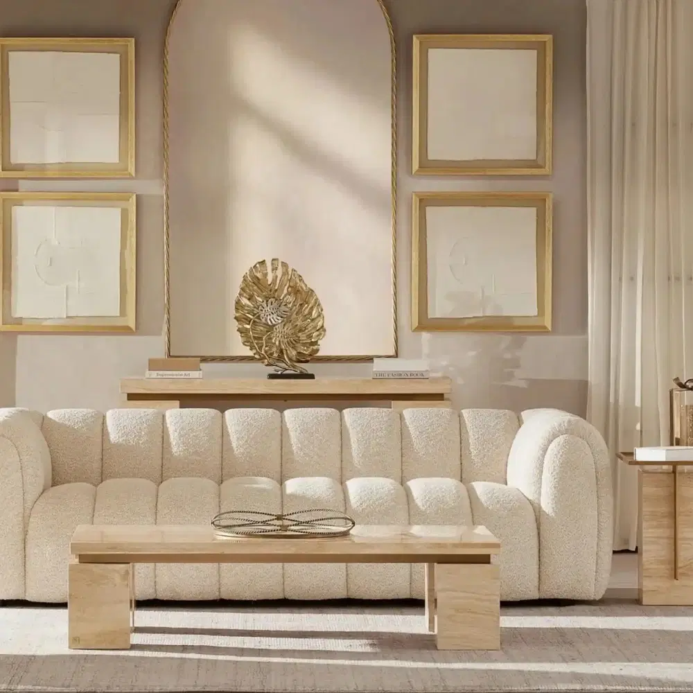 Monolith Natural Cream Travertine Coffee Table