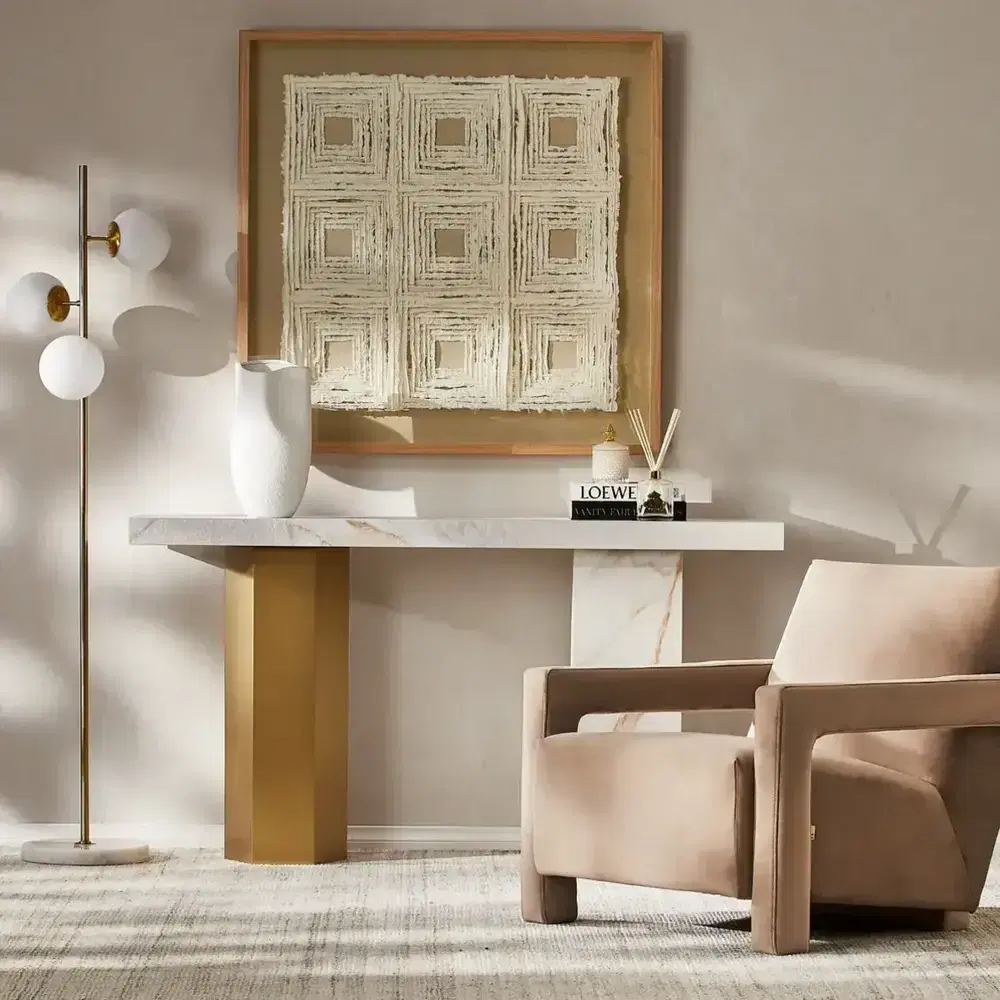 Thames Calacatta Oro - White Sintered Stone Console Table