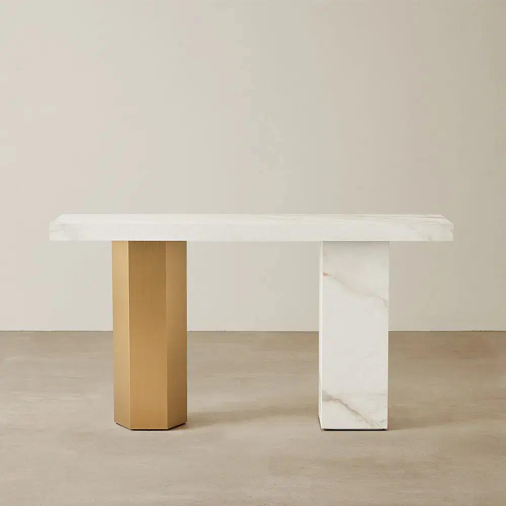 Thames Calacatta Oro - White Sintered Stone Console Table