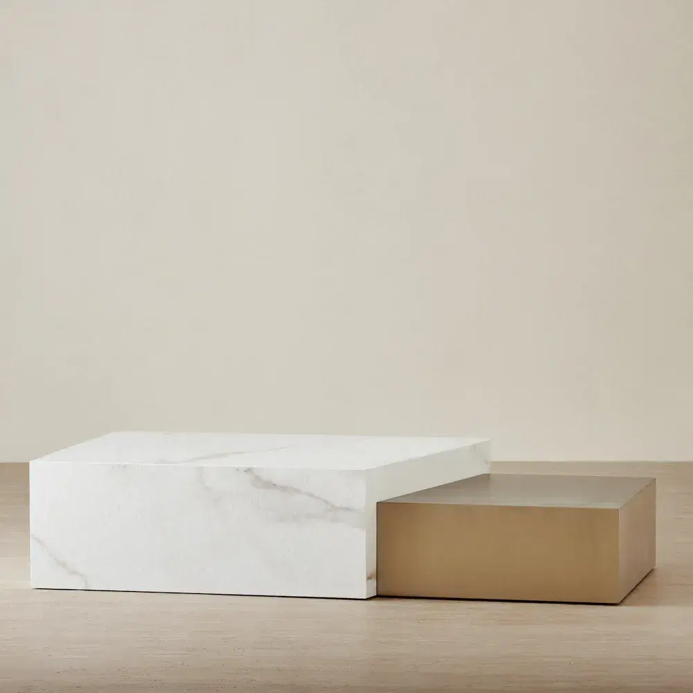 Thames Calacatta Oro - White Sintered Stone Rectangular Coffee Table