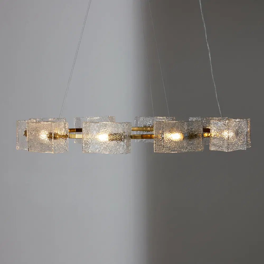 Minda Brushed Gold Glass Chandelier