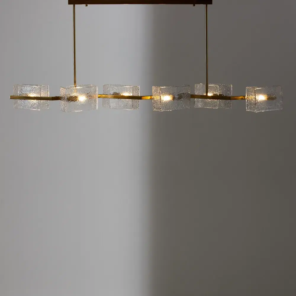 Ricci Brushed Gold Glass Chandelier