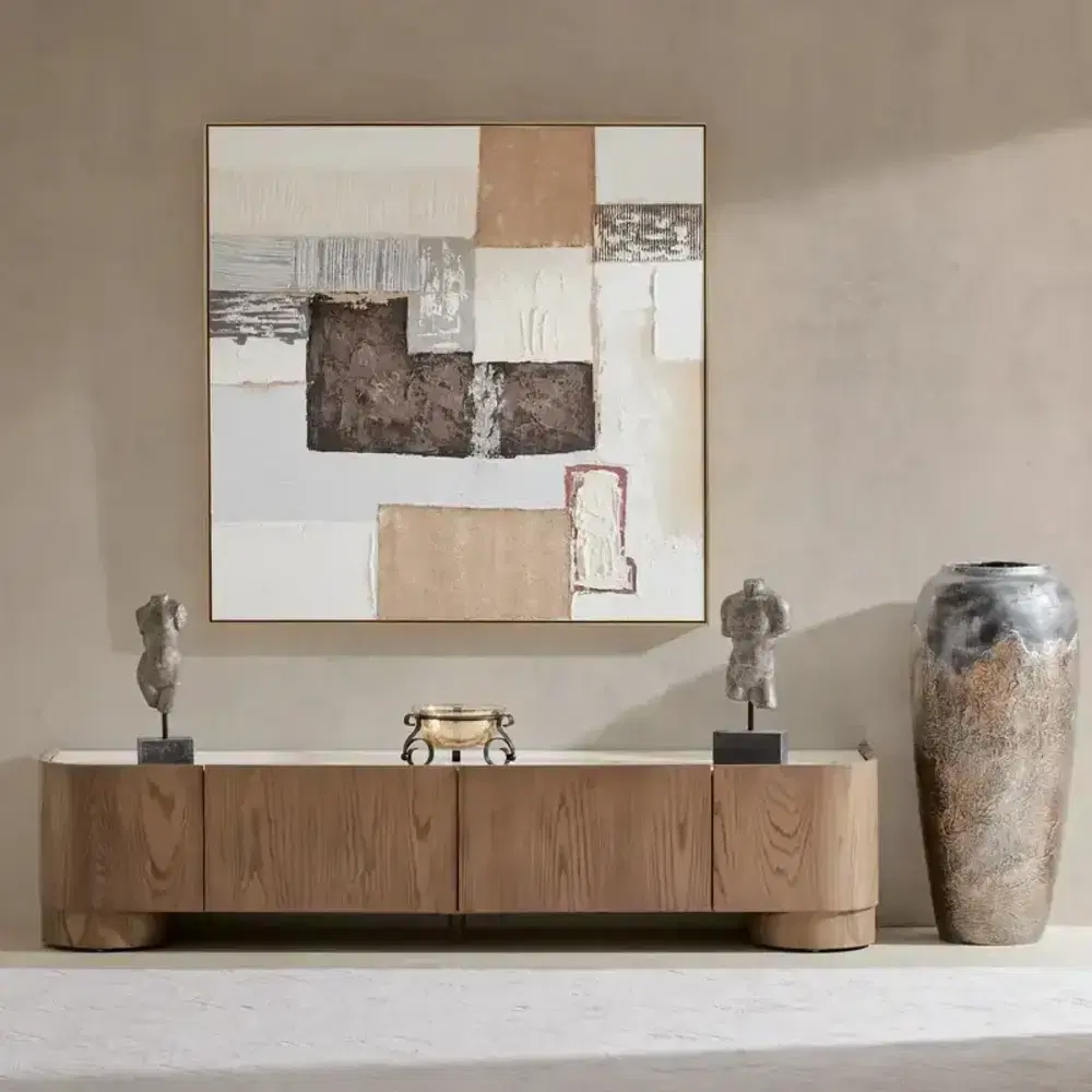 	Terzetto Pandora Brown Sintered Stone Entertainment Unit - Medium Brown Wood