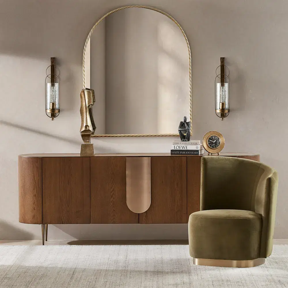 Millaray II Antique Gold Arch Mirror 120 cm