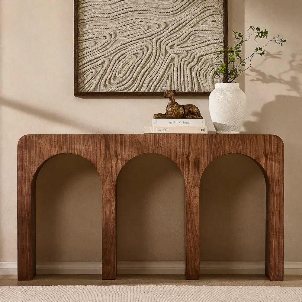 Costanza Mocha Walnut Brown Wooden Console Table