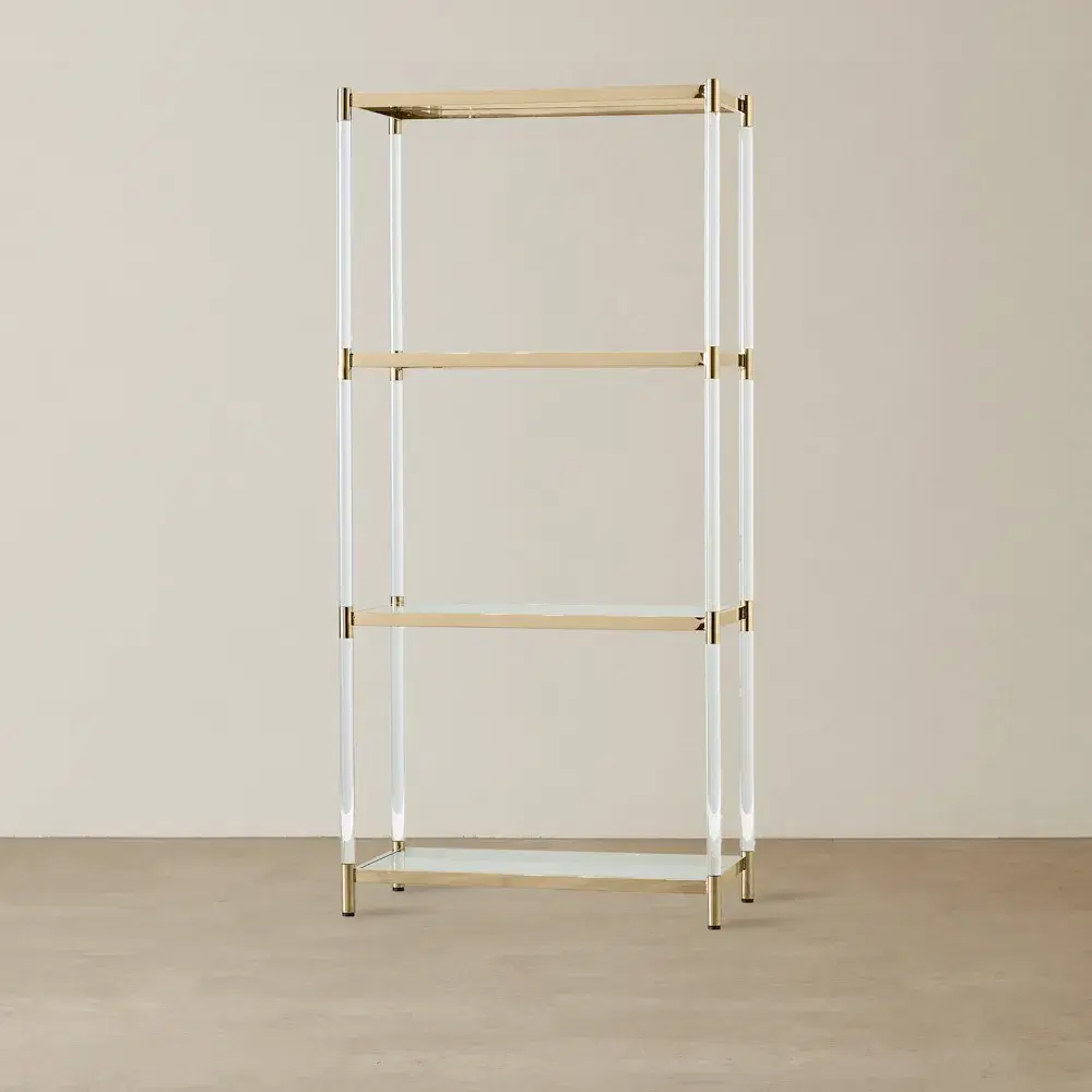 Auryn Polished Champagne Gold Stainless Steel Bookshelf