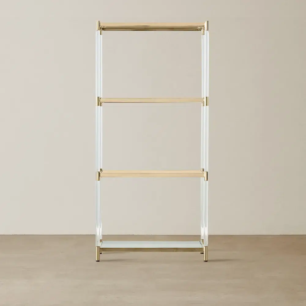 Auryn Polished Champagne Gold Stainless Steel Bookshelf