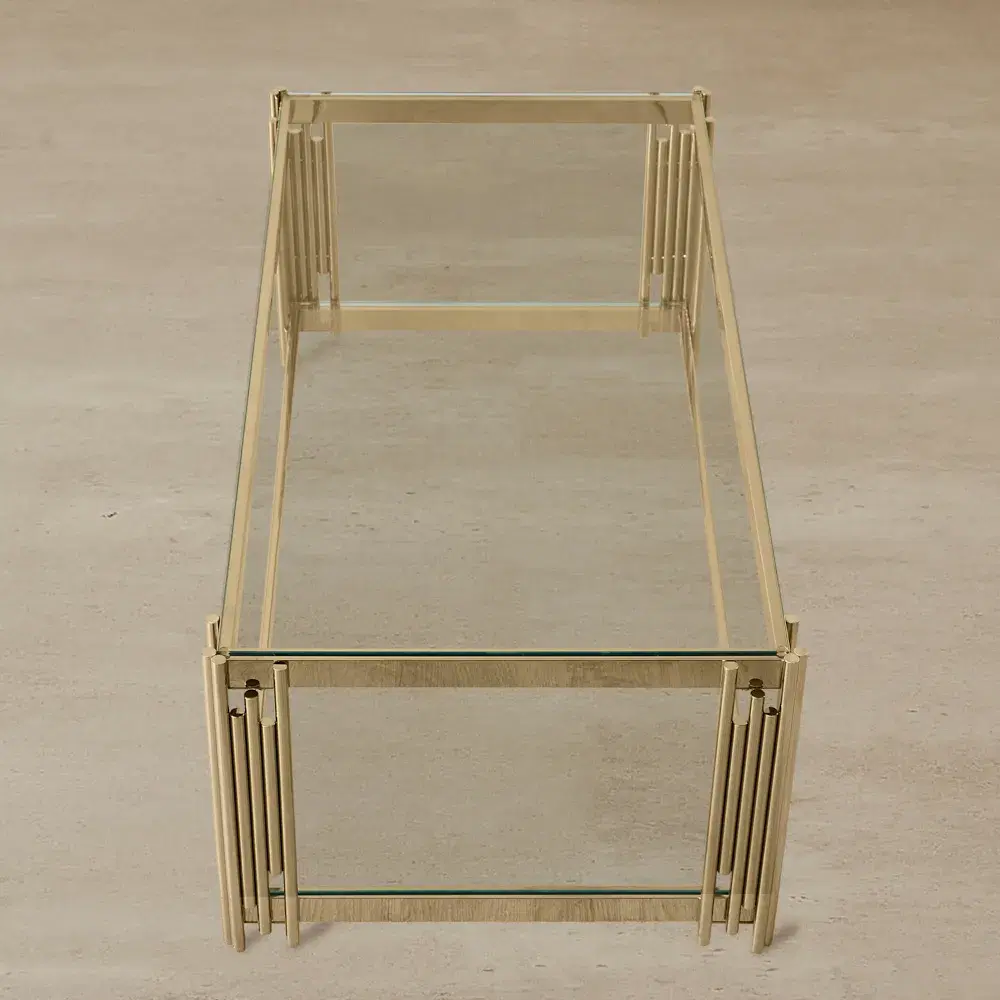 Lindsay Polished Champagne Gold Stainless Steel Coffee Table