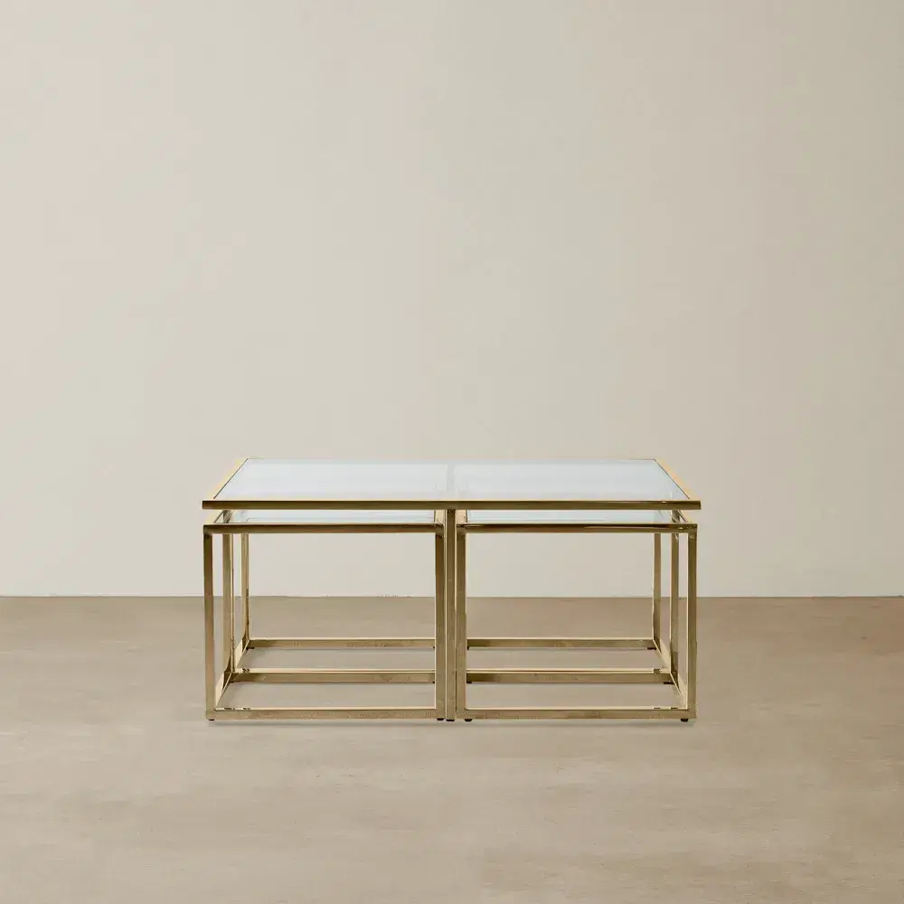 Vernon Polished Champagne Gold Stainless Steel Square Coffee Table