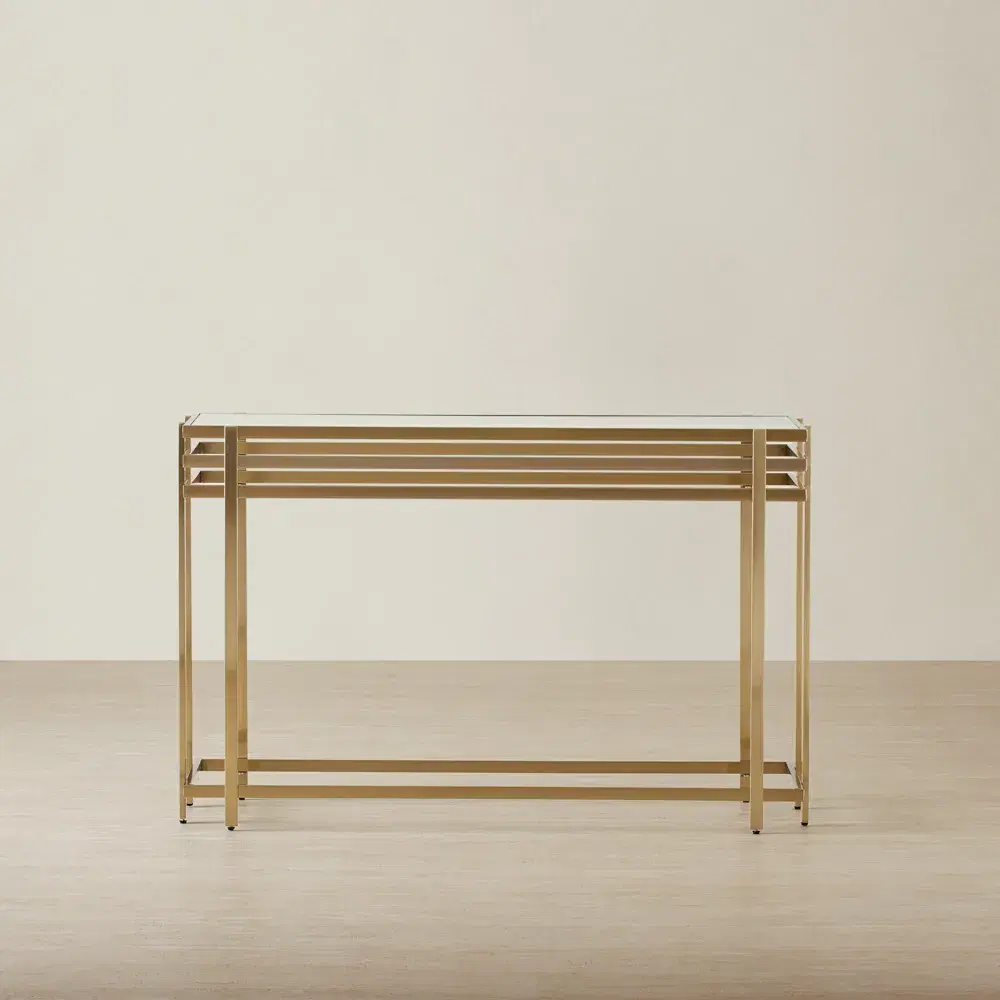 Grazia Brushed Champagne Gold Stainless Steel Console Table