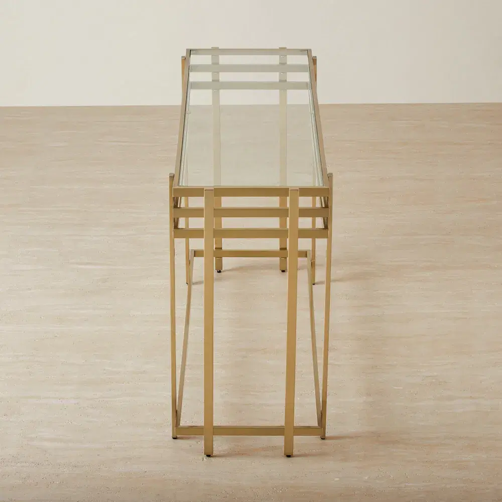 Grazia Brushed Champagne Gold Stainless Steel Console Table