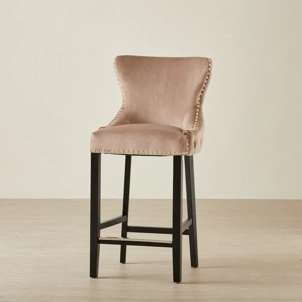 Camille III Almond Beige Velvet Bar Stool