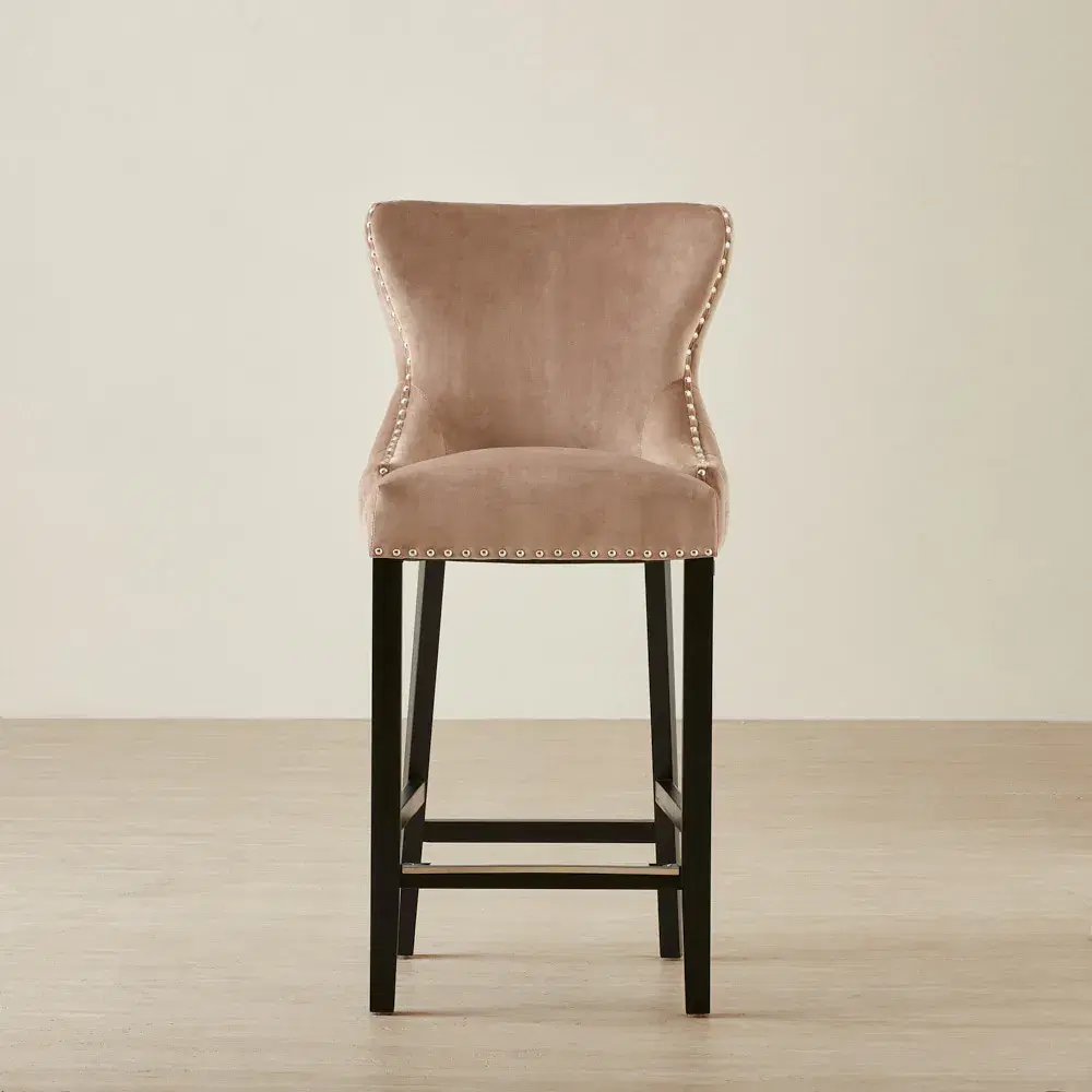 Camille III Almond Beige Velvet Bar Stool