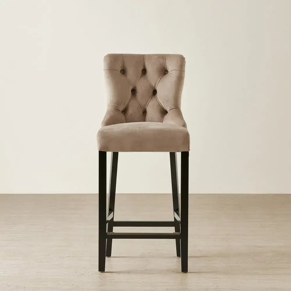 Saxon II Beige Velvet Bar Stool