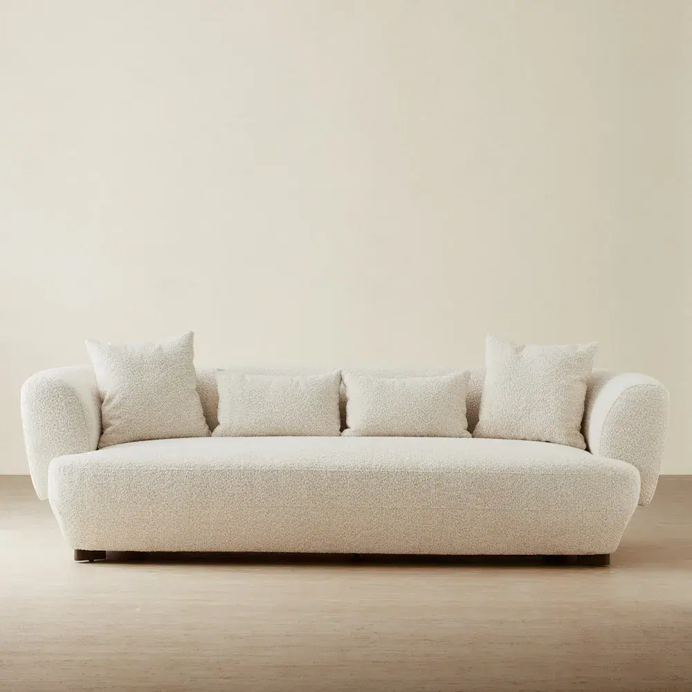 Antonella Stone Cream 3-Seater Woven Fabric Sofa