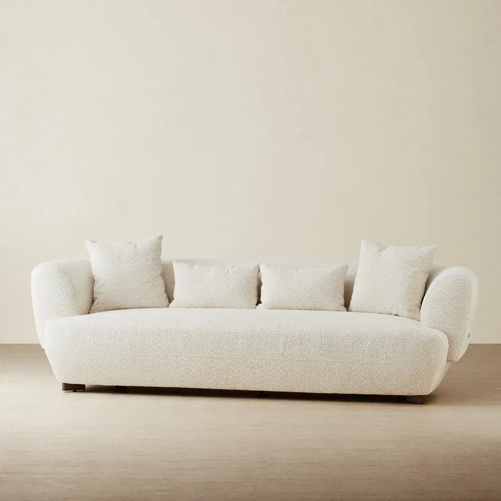 Antonella Stone Cream 3-Seater Woven Fabric Sofa