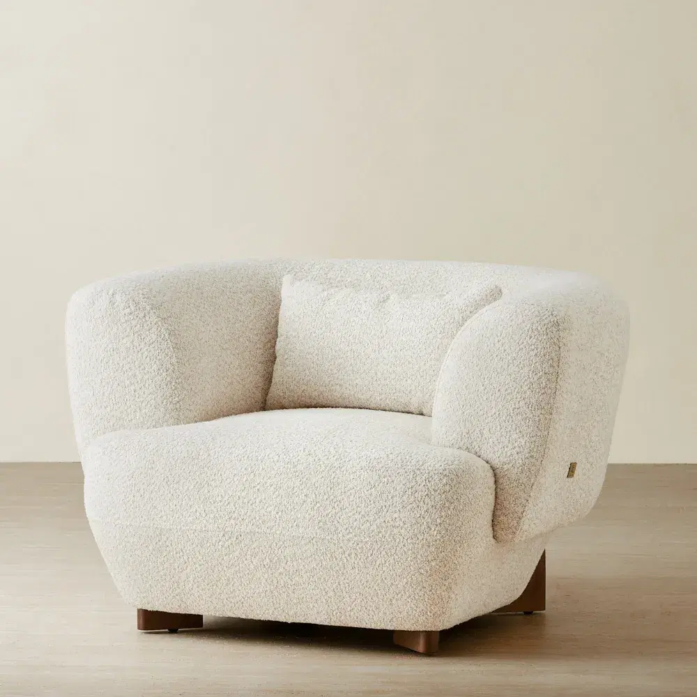 Antonella Stone Cream Woven Fabric Occasional Chair