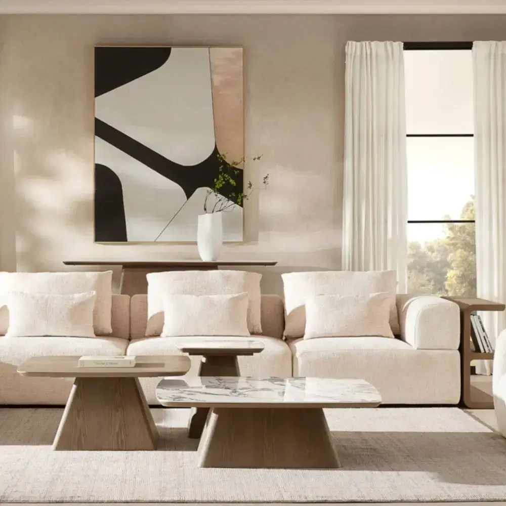 Dunstan Calacatta Viola Sintered Stone Side Table - Medium Brown Wooden Legs