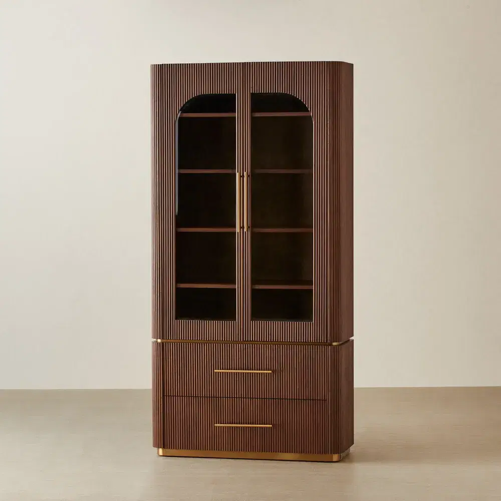 San Pierre Walnut Veneer High Cabinet