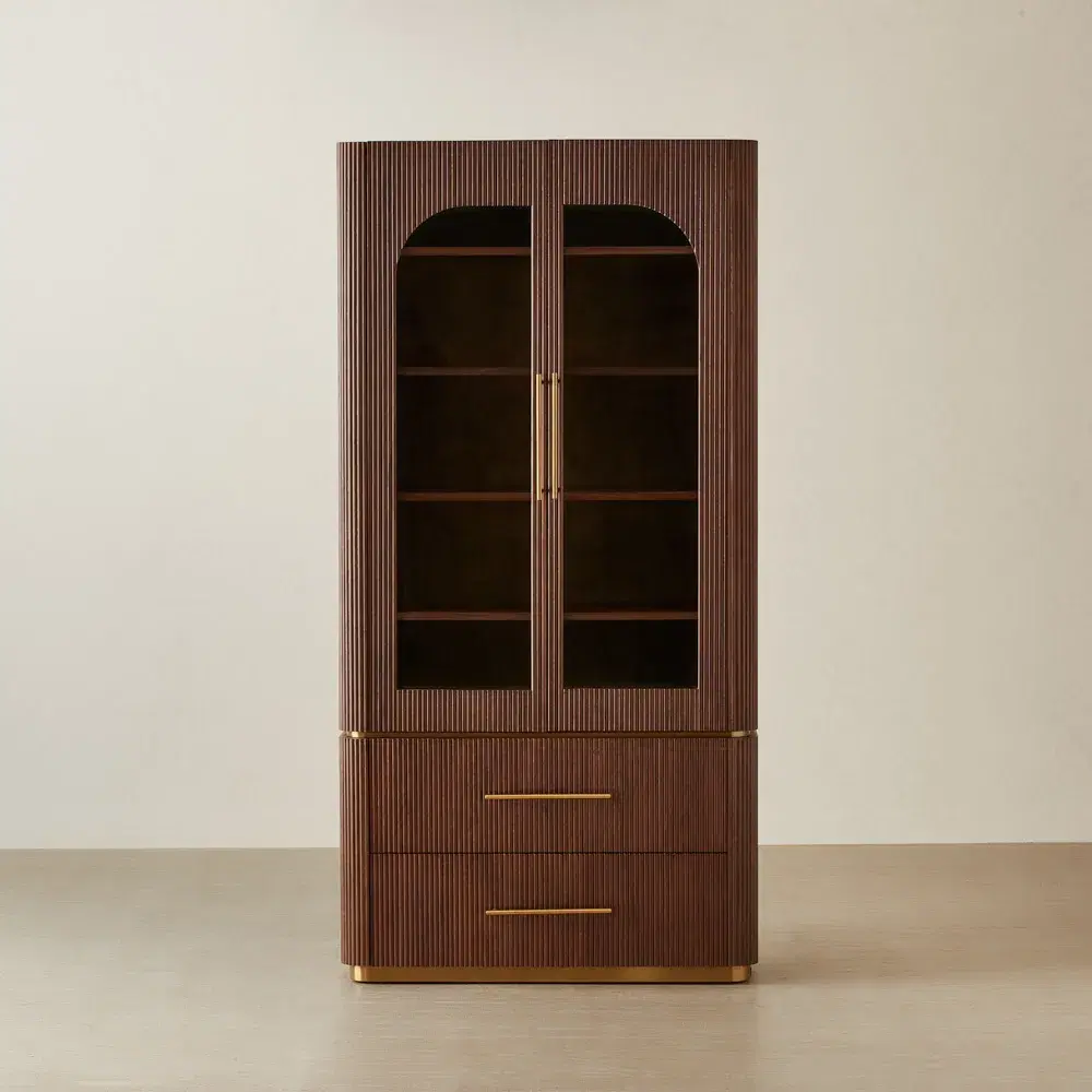 San Pierre Walnut Veneer High Cabinet