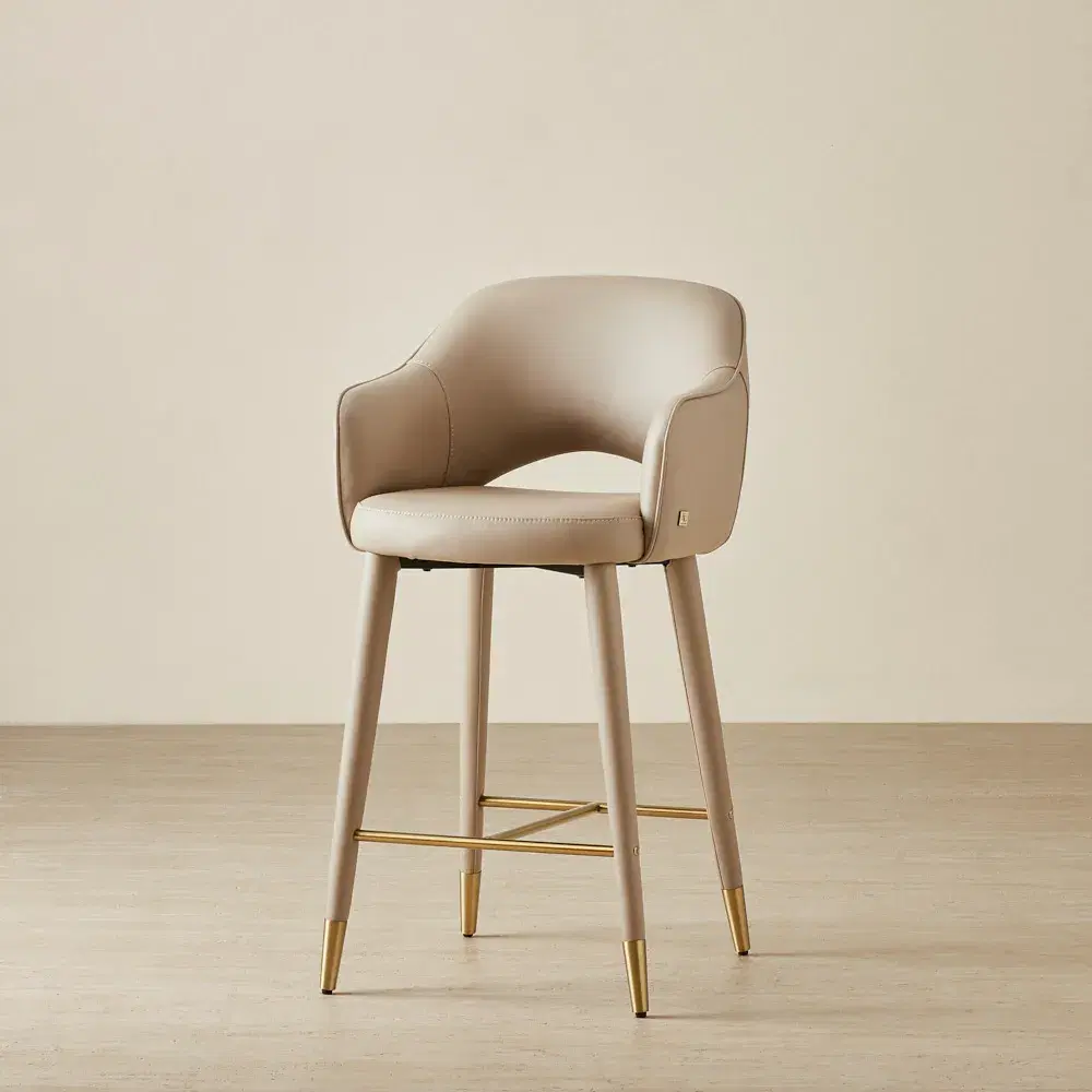 Adrianna Sand Beige Vegan Leather 67cm Counter Stool