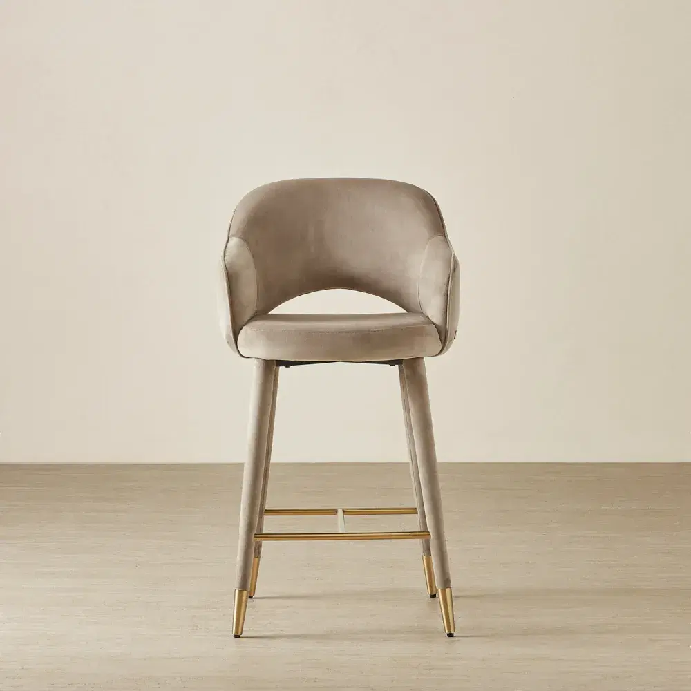 Adrianna Beige Velvet 67cm Counter Stool