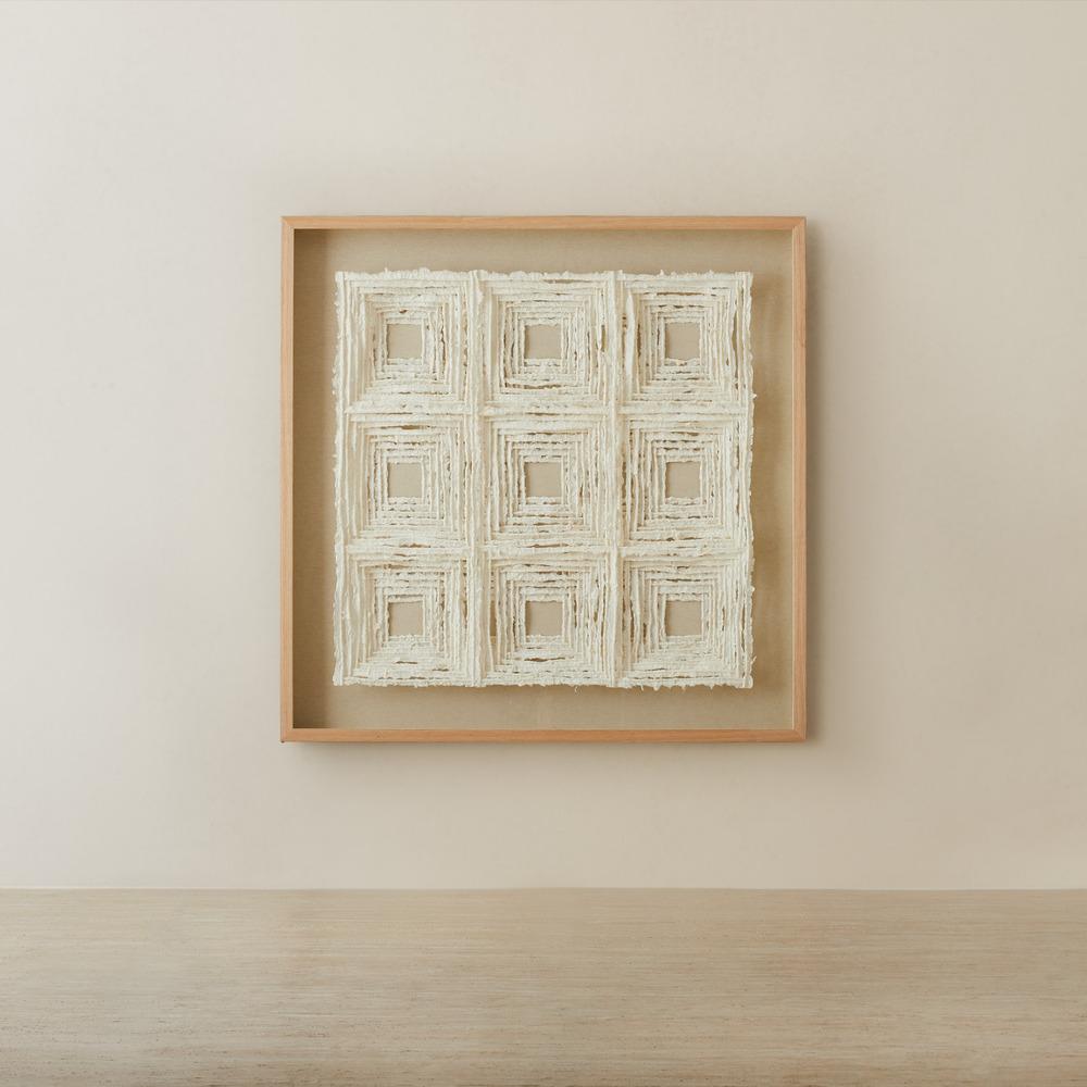 Verla Paper Pulp Shadow Box with Oak Color Frame