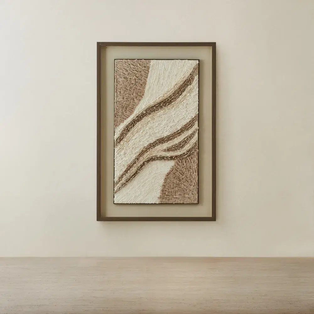 Fita Paper Pulp Shadow Box with Light Brown Frame