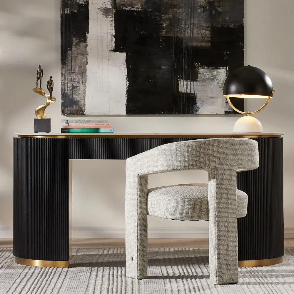 Archie White Sintered Stone Study Desk