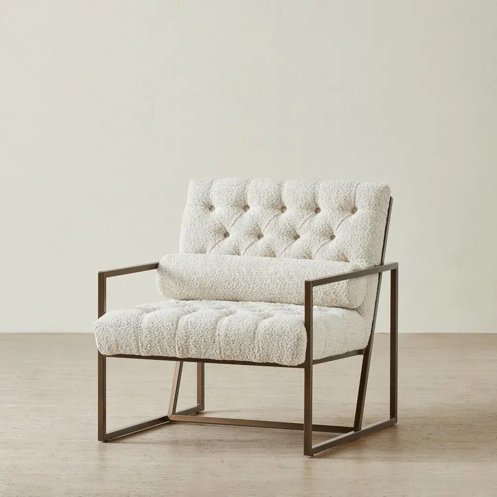 Elliot Stone Cream Woven Fabric Occasional Chair