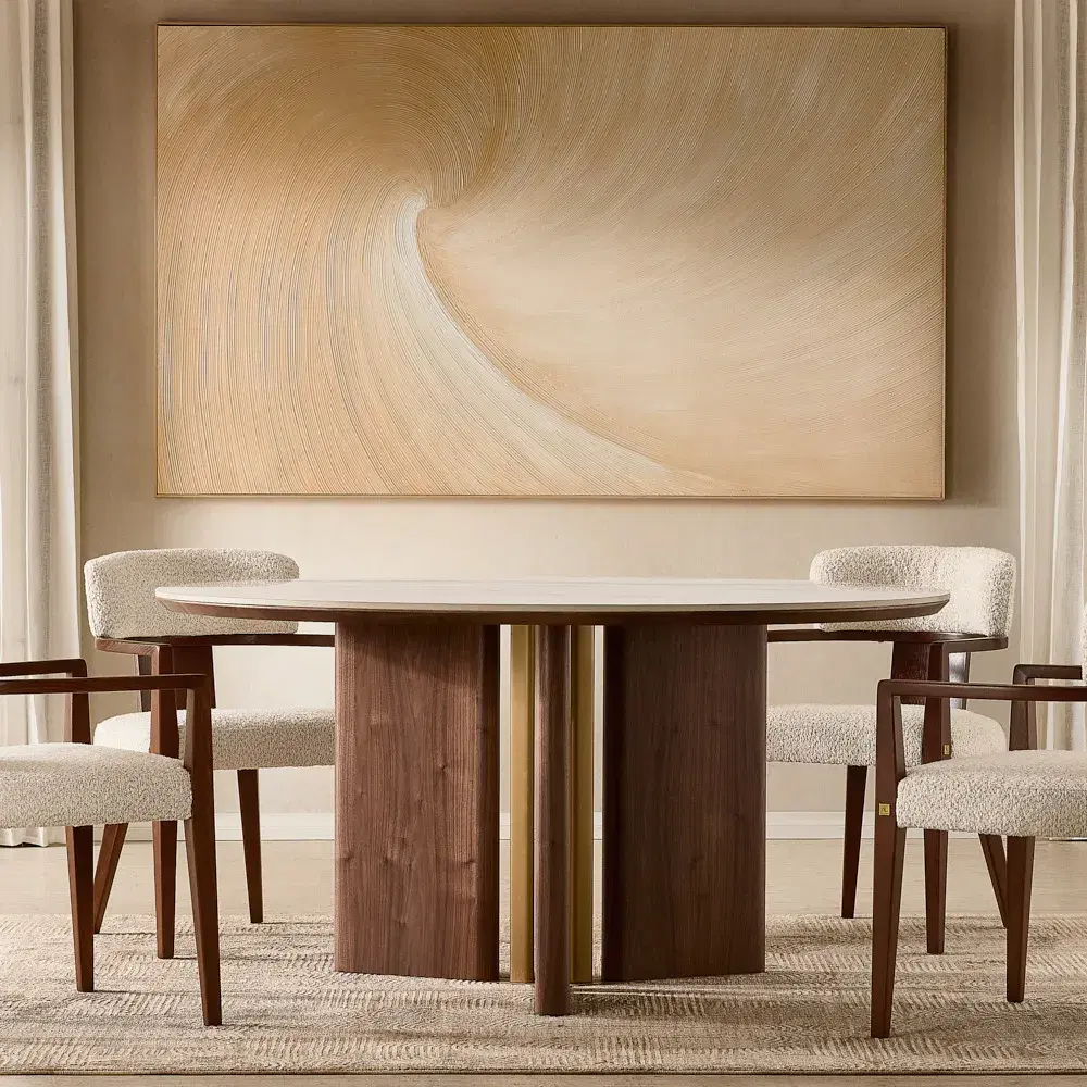 Lila Stone Cream Fabric Dining Chair - Toffee Brown Ash Veneer Legs