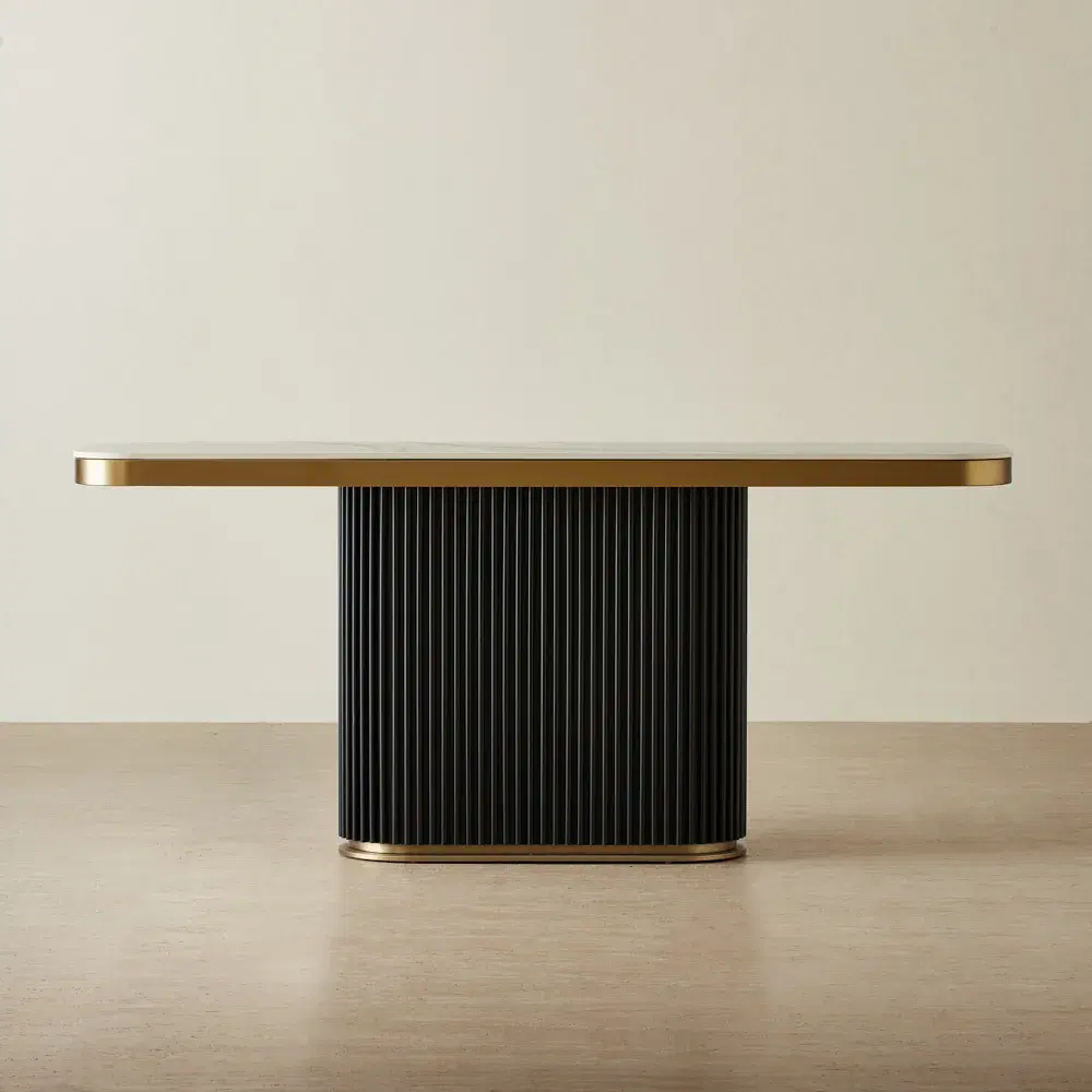 Archie Statuario White Sintered Stone Console Table - Single Leg