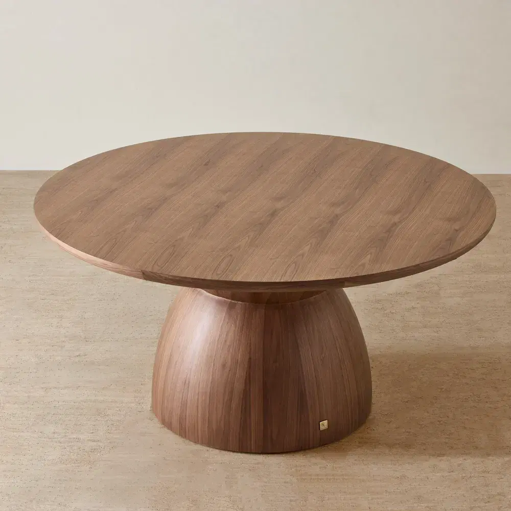 Xavier Walnut Brown Wooden Round Dining Table