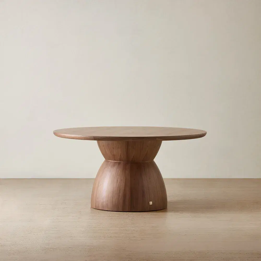 Xavier Walnut Brown Wooden Round Dining Table