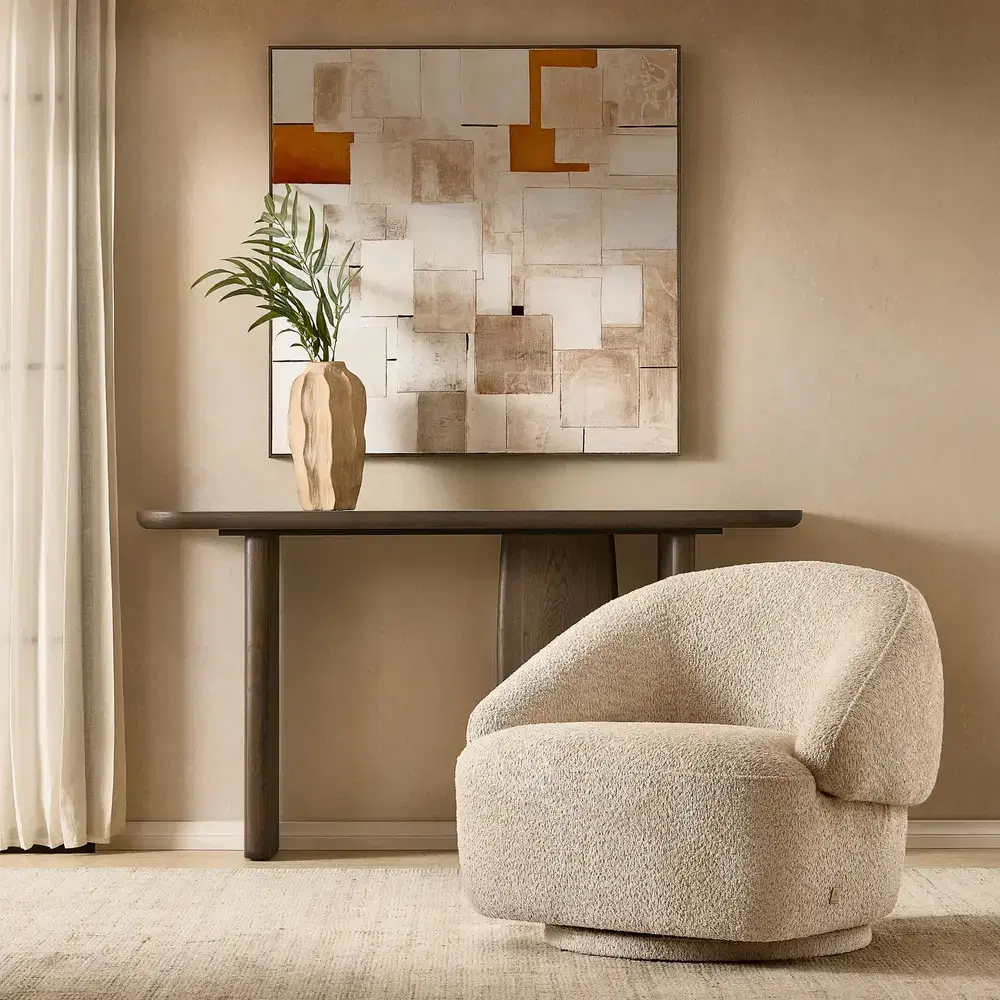 Verage Mid Beige Woven Fabric Occasional Chair