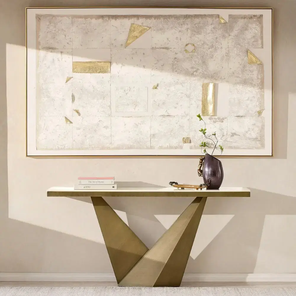 Vania Statuario White Sintered Stone Console Table