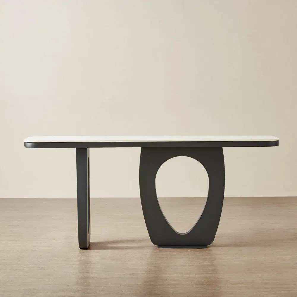 Aspen Rounded Corners Console Table - Matte Black Legs