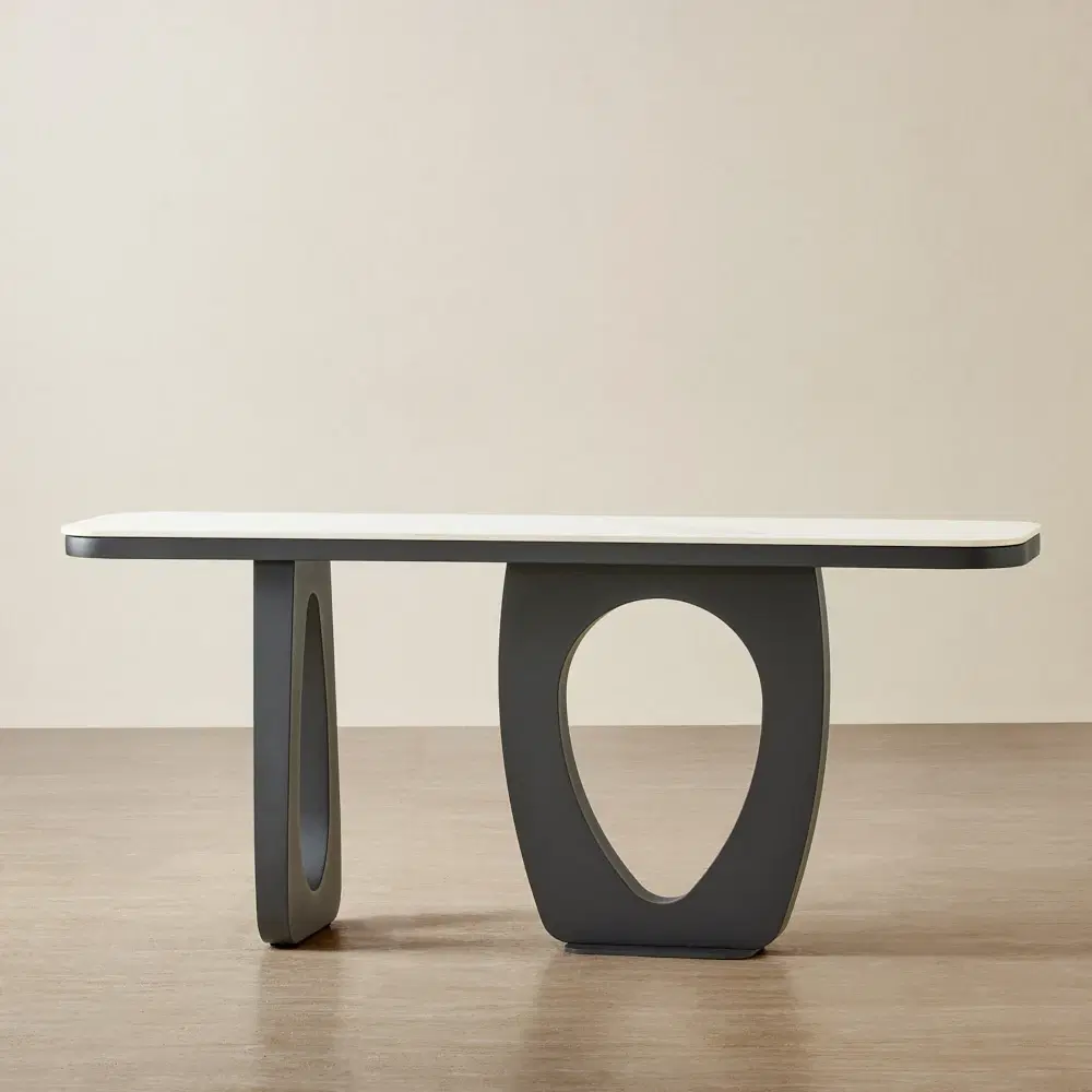 Aspen Rounded Corners Console Table - Matte Black Legs