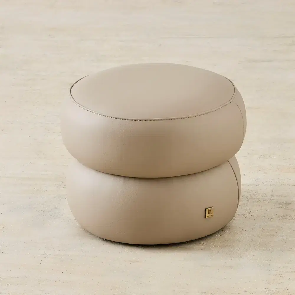 Polly Kids Sand Beige Vegan Leather Play Stool