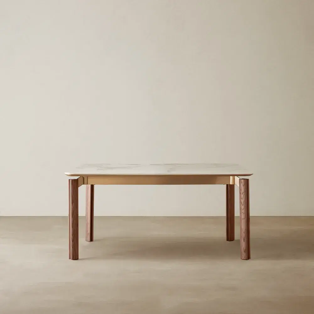 Portobello Pandora Brown Sintered Stone Top Dining Table - Toffee Brown Ash Legs 160x90cm