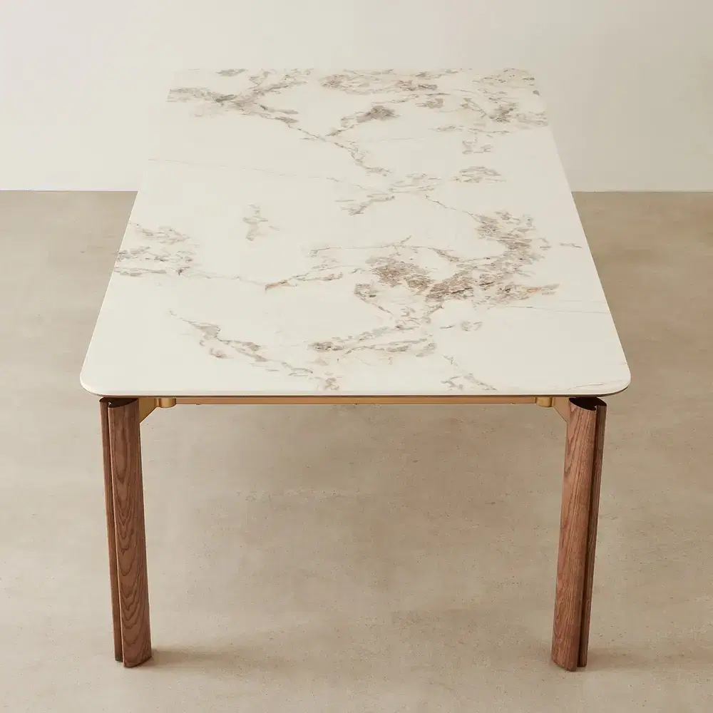 Portobello Pandora Brown Sintered Stone Top Dining Table - Toffee Brown Ash Legs 270x120cm