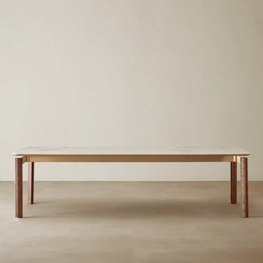 Portobello Pandora Brown Sintered Stone Top Dining Table - Toffee Brown Ash Legs 270x120cm