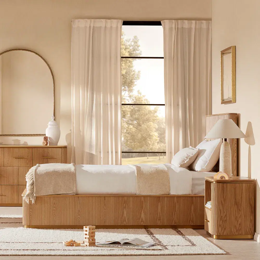 San Pierre Light Brown Ash King Single Bed