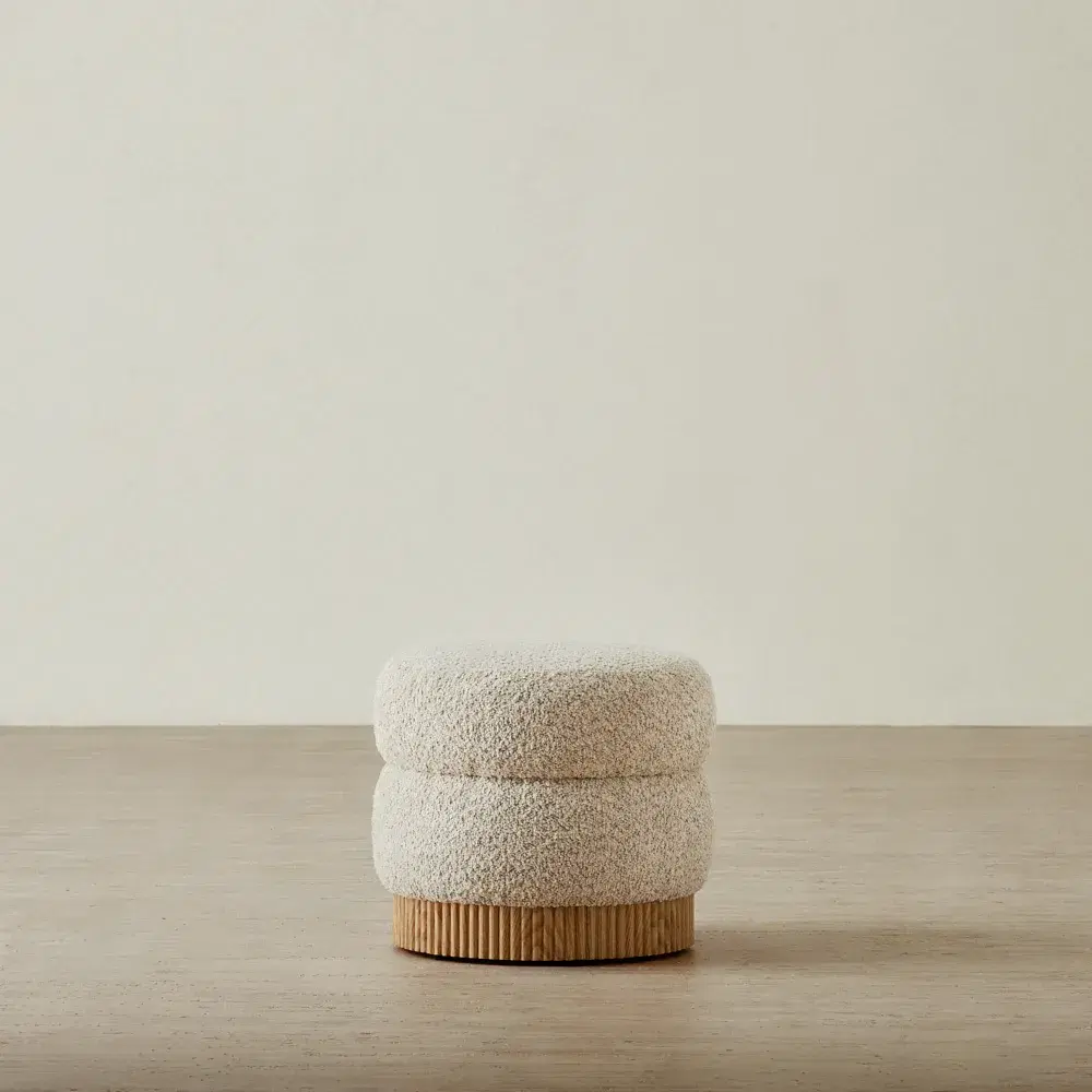 Pixie Mid Beige Kids Play Stool in Light Brown Ash Base