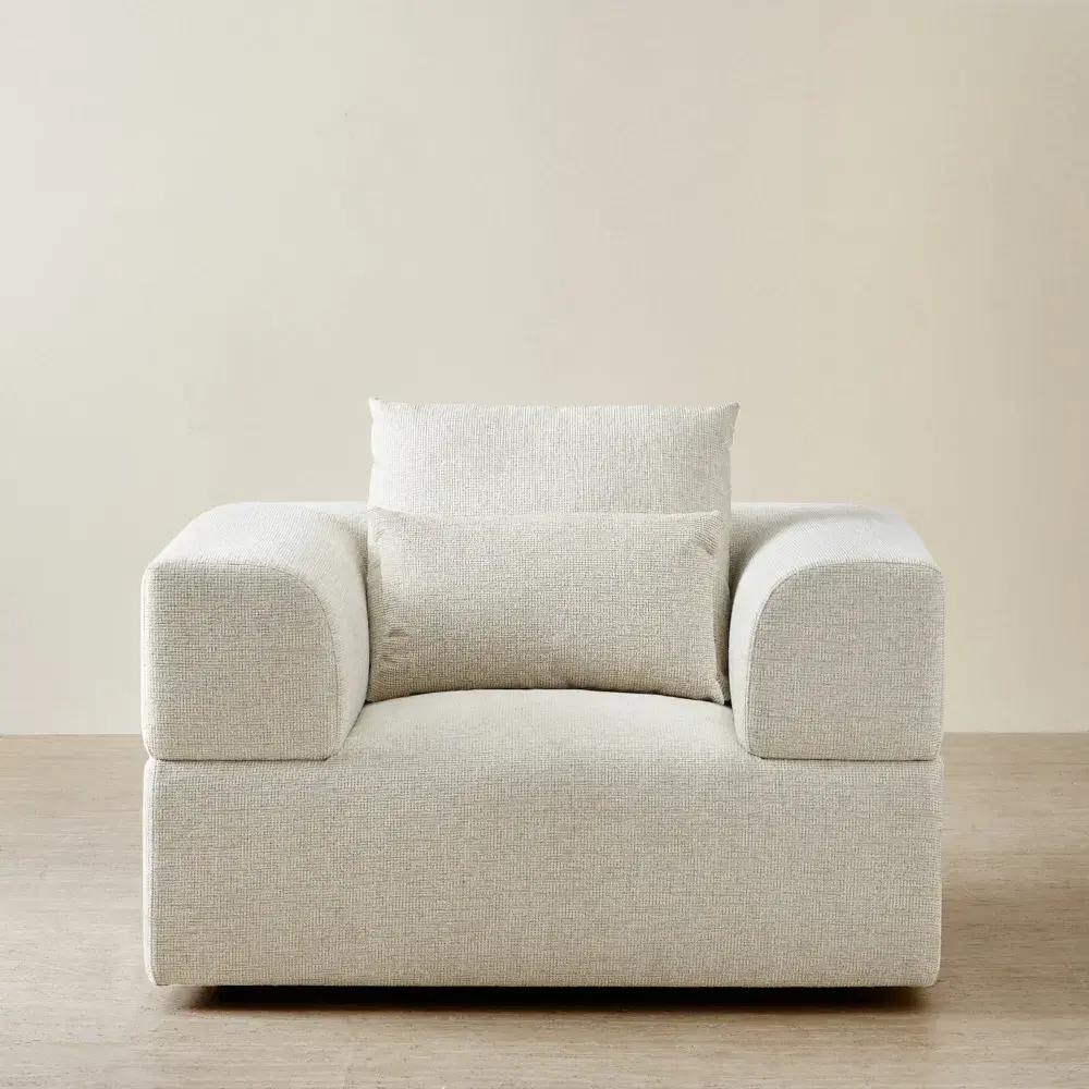 Riviera III Isabelline White Fabric Occasional Chair